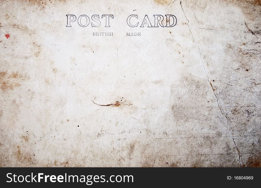 Reverse side of blank postcard