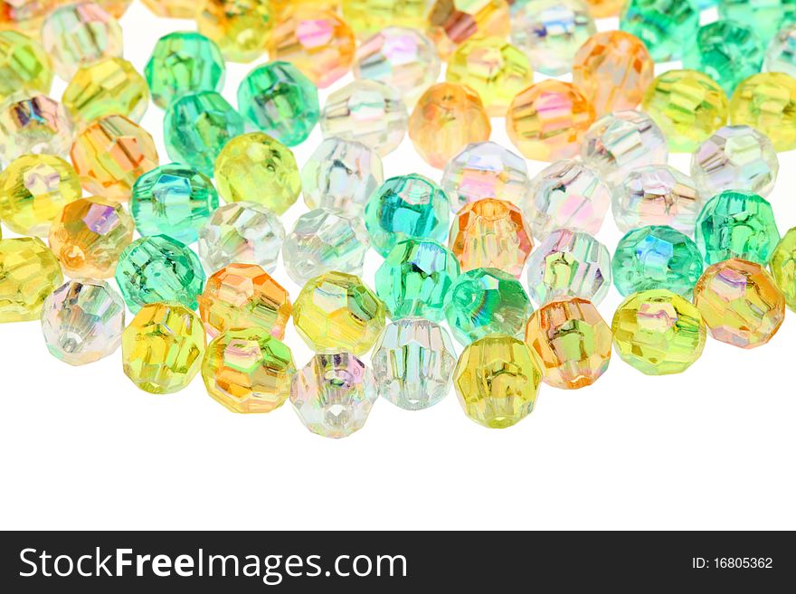 Glass beads isolated on white background