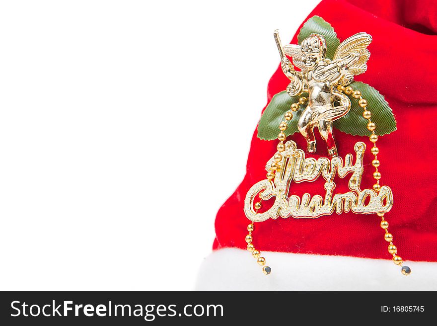 Red Santa hat isolated on white background