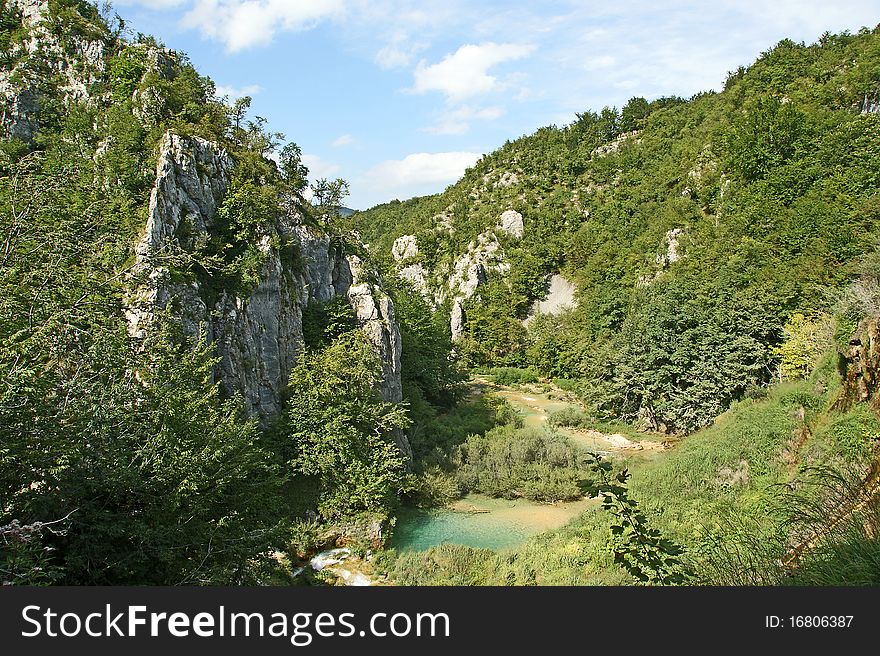 Mountain landscape. The Plitvice Lakes, national park in Croatia