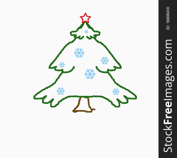 New Year tree at which the contour is drawn only. New Year tree at which the contour is drawn only