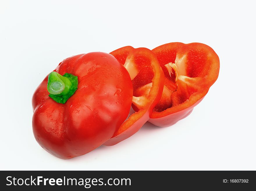 Red Bell Peppers Isolated on white.