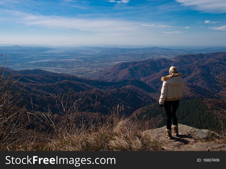 Tourist on mountain