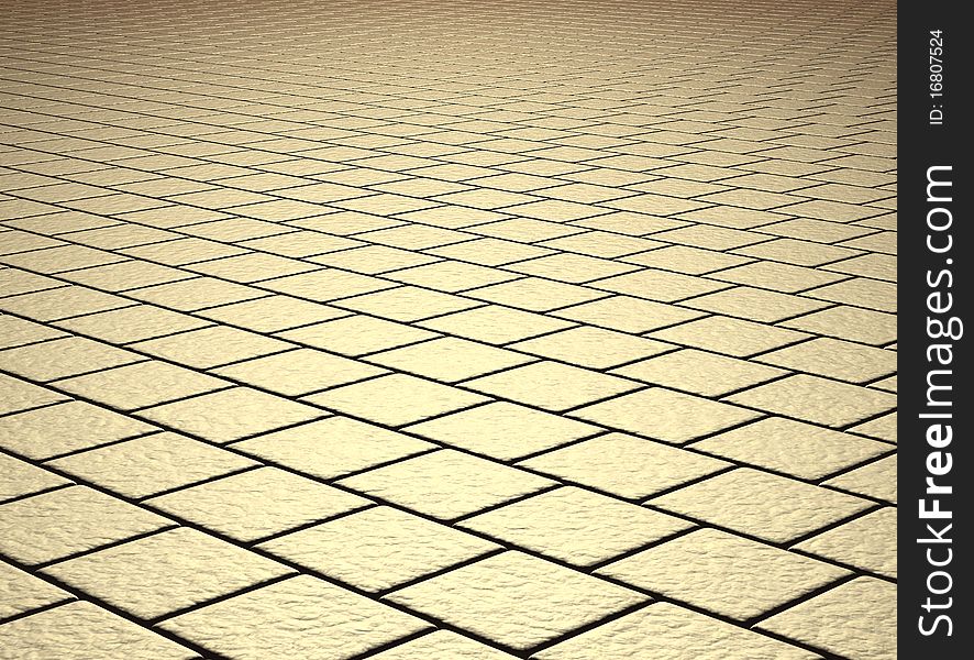 3D rendered beige shiny tiled floor