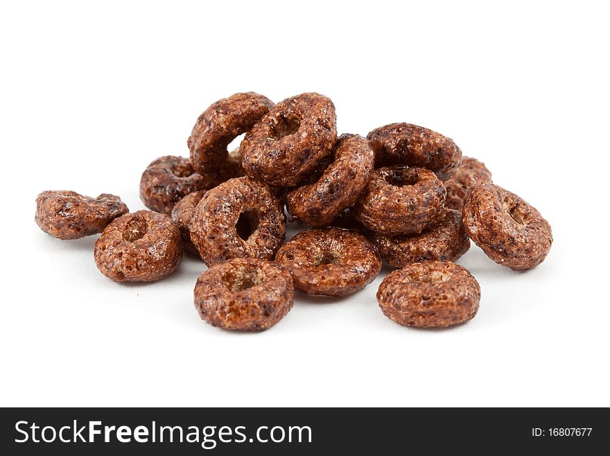 Chocolate rings isolated on white background