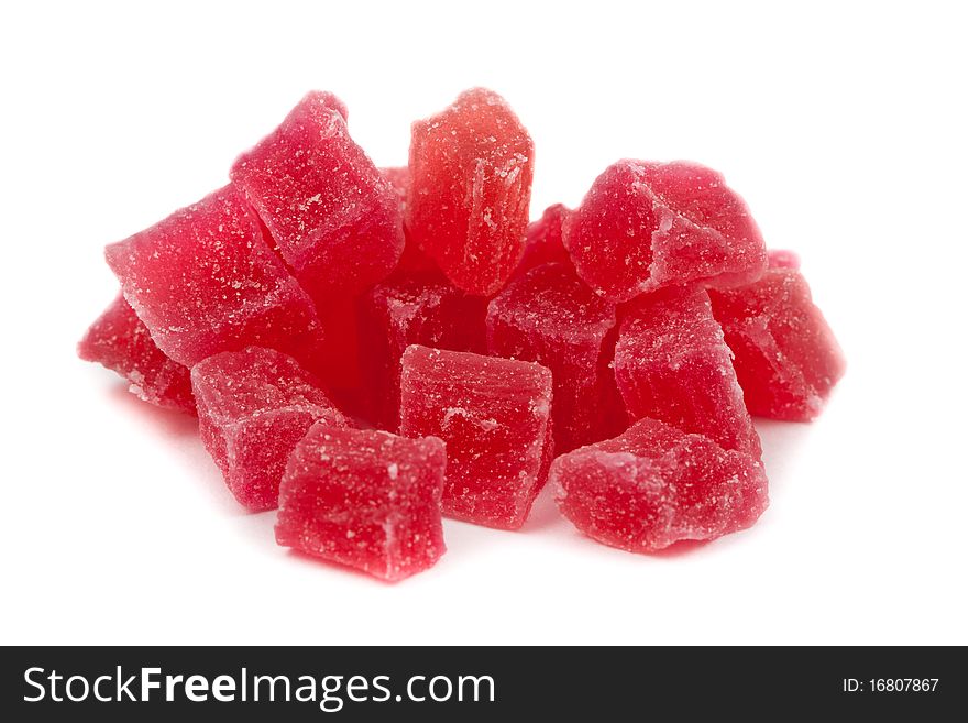 Candied pineapple isolated on white background