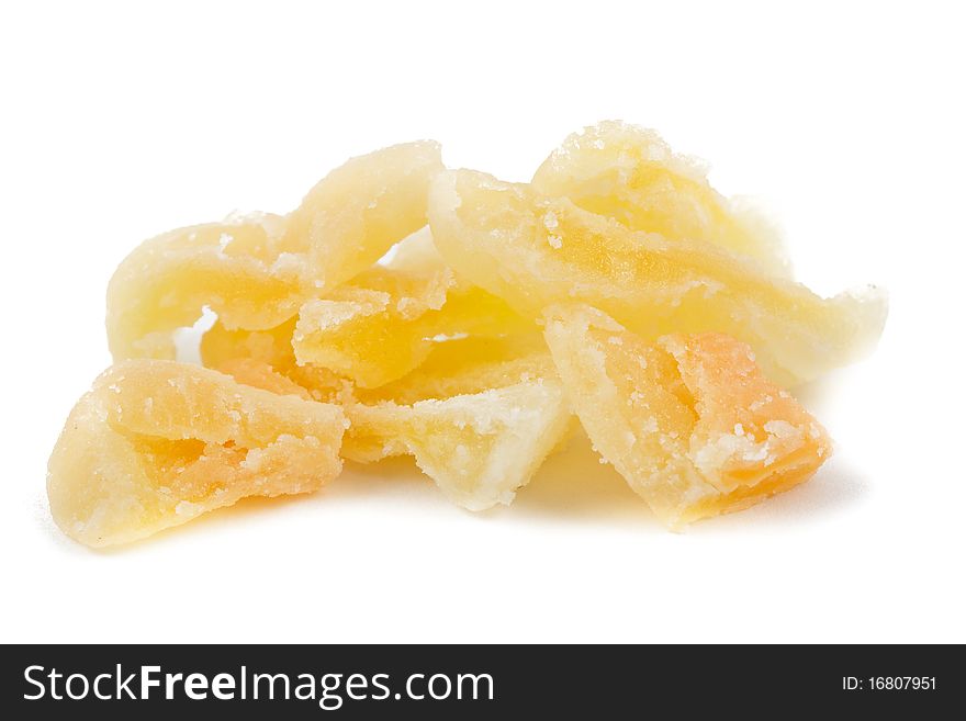 Candied melon cantaloupe isolated on white background