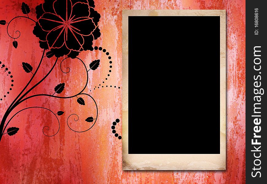 Empty vintage frame on grunge background, raster artwork