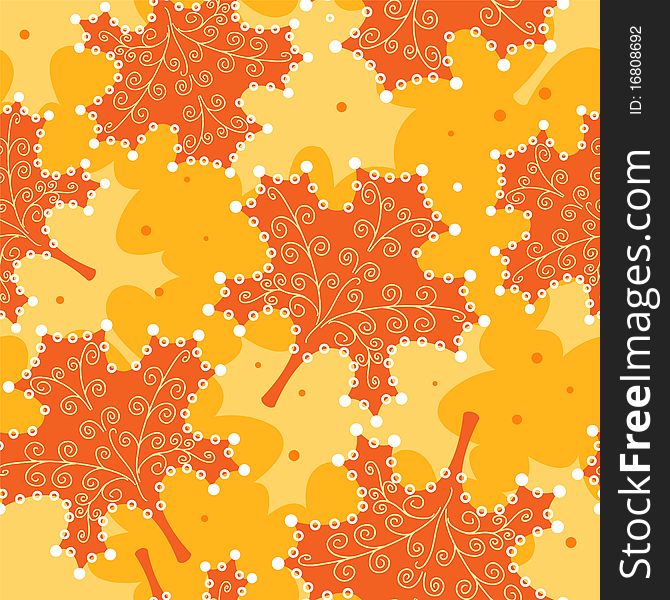 Seamless pattern yellow leaves. Vector bacgroung.