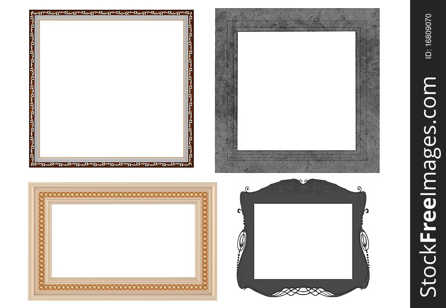 Set of decorated empty classic frames, isolated, similar sets available in my portfolio. Set of decorated empty classic frames, isolated, similar sets available in my portfolio