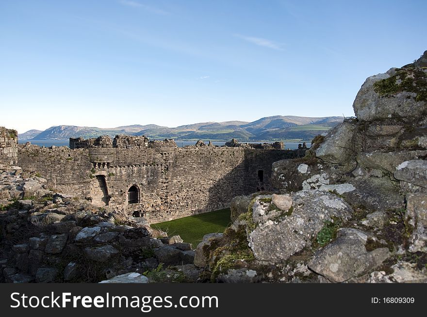 View from the walls of Beaumaris Castle in Wales