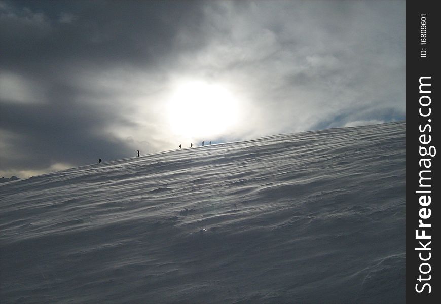 Nice hillview with white snow and sun in Slovakia. Nice hillview with white snow and sun in Slovakia