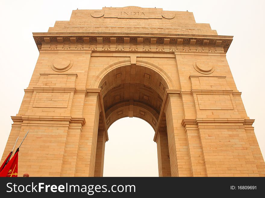 Low angle view of India Gate. Low angle view of India Gate