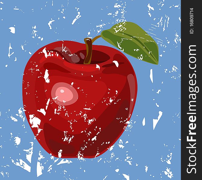 Abstract illustration with red apple