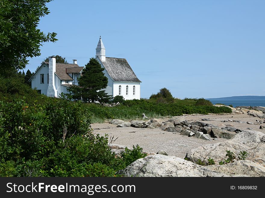 Church and the sea, Port au Persil, Quebec, Canada