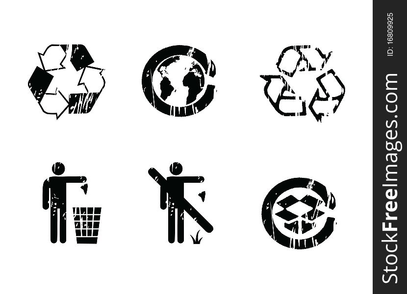 Recycle Symbols Grunge Effect