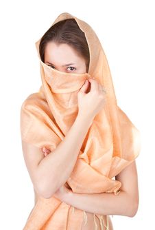 Naked Girl In A Transparent Shawl Royalty Free Stock Photography Naked Girl In A Transparent Shawl Royalty Free Stock Photography