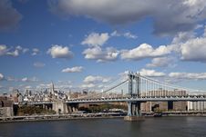 The New York City Skyline W Manhattan Bridge Royalty Free Stock Photos