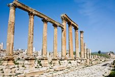 Columns At The Roman Ruins In Jerash, Jordan Stock Images Columns At The Roman Ruins In Jerash, Jordan Stock Images