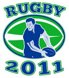Rugby Player Passing Ball 2011 Stock Images