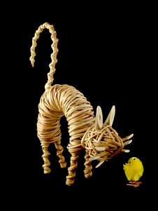 A Toy Cat And A Toy Chiсken Stock Image A Toy Cat And A Toy Chiсken Stock Image