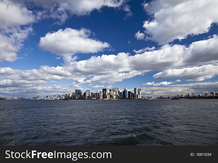 The New York City panorama with Manhattan