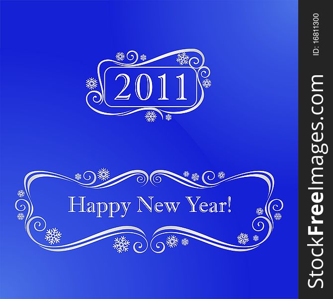 Elements for New Year's design on a blue background