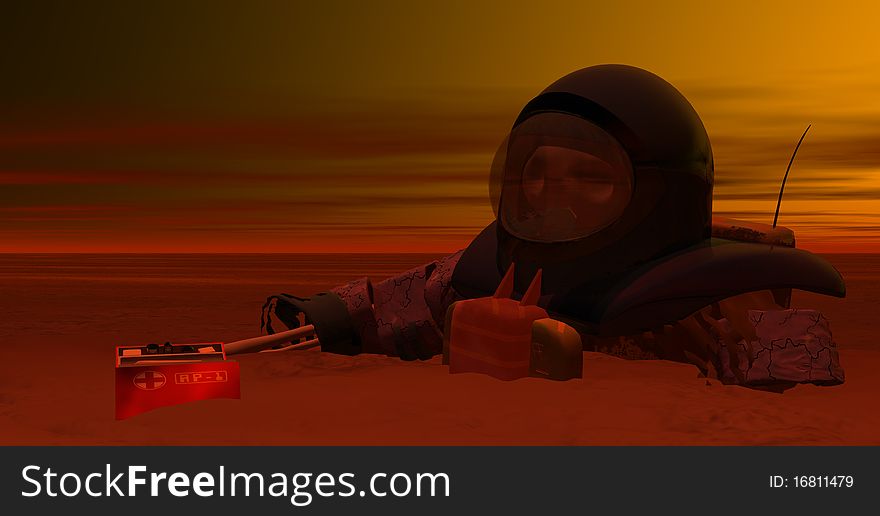 A dead astronaut serves as a grim reminder of a failed space mission. A dead astronaut serves as a grim reminder of a failed space mission