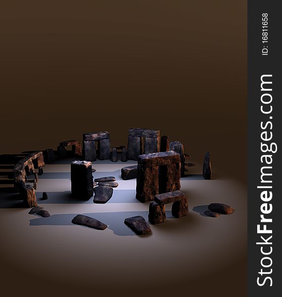 A 3D rendering of Stone Henge
