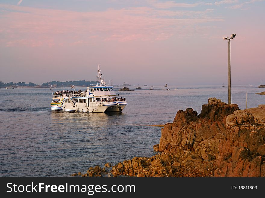 Boat with tourist in Brittany. Boat with tourist in Brittany