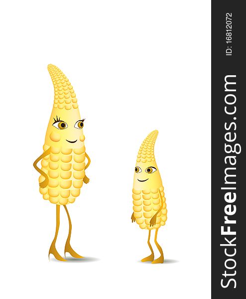 Young corn with his mother corn. Young corn with his mother corn