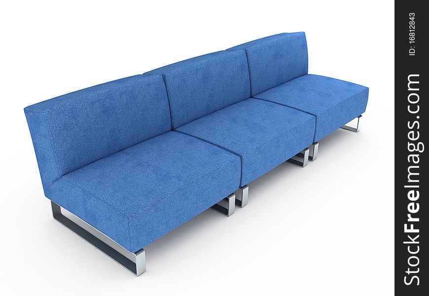 Blue sofa on white background. 3D illustration. Blue sofa on white background. 3D illustration