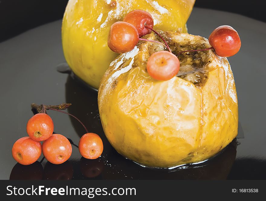 Baked apples with currant jam