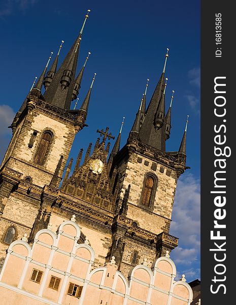 Church of Our Lady before Týn with blue sky as background