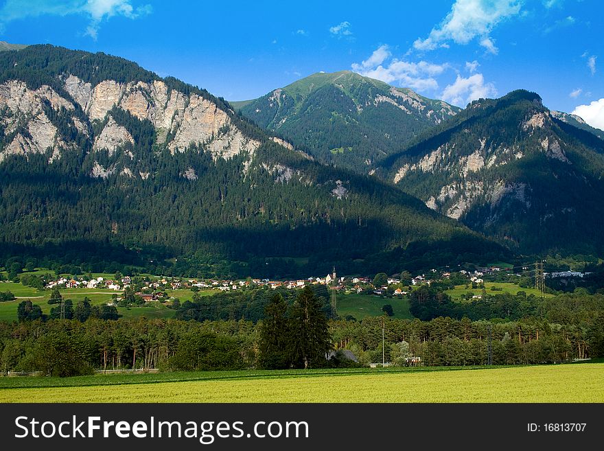 View of the scenery in the mountains of Switzerland. View of the scenery in the mountains of Switzerland