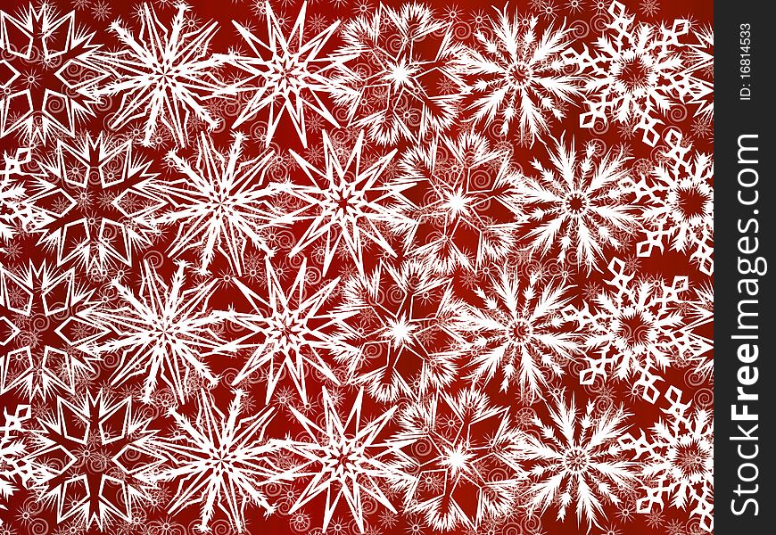 White snowflakes on red background - seamless christmas ornament