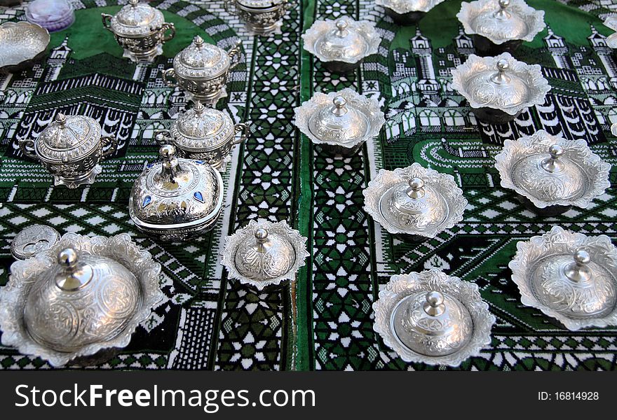 A view of oriental sugar basin in the bazaar in Turkey.