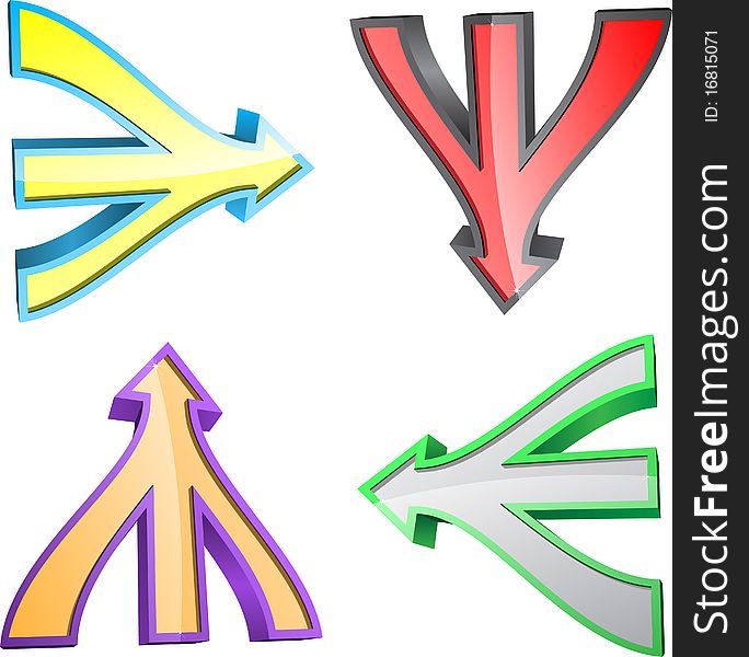 Set of arrows different colors. Set of arrows different colors