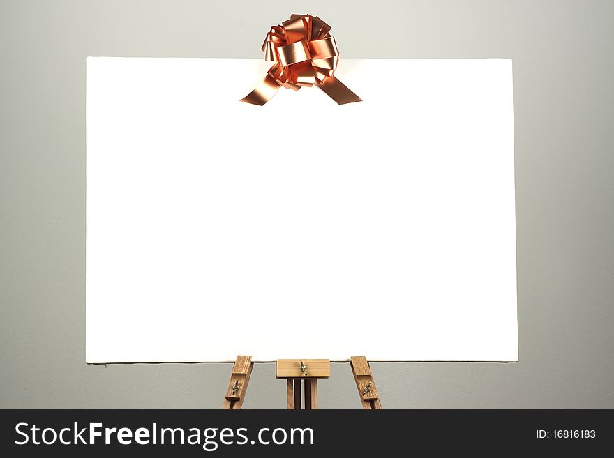 White blank canvas on easel. White blank canvas on easel