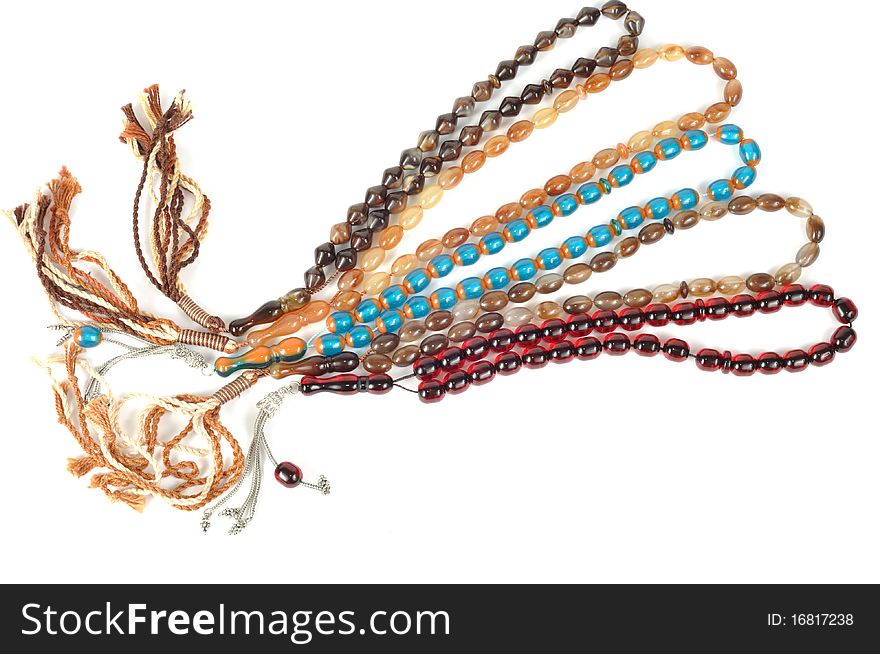 Muslim rosary beads, isolated on a white background