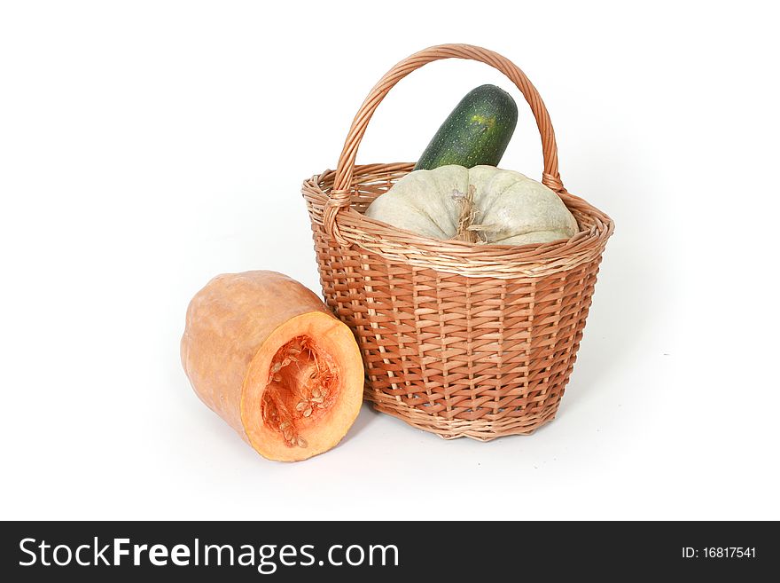 Harvest basket with pumpkin