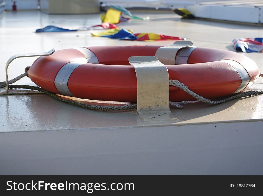 Life Buoy Ring mounted on a Passengers Ship