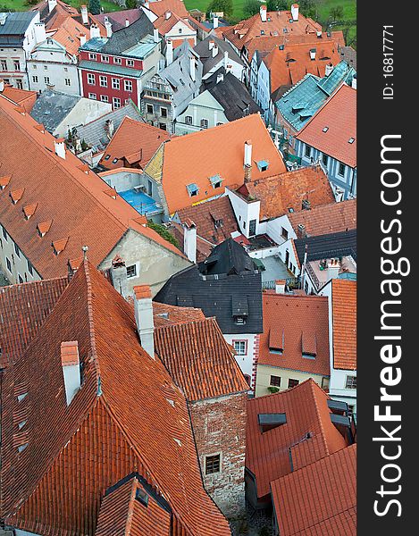 Roofs of Cesky Krumlov, city protected by UNESCO.