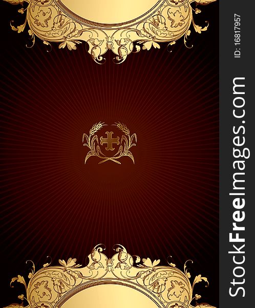 Ornate gold floral on abstract background. Ornate gold floral on abstract background.