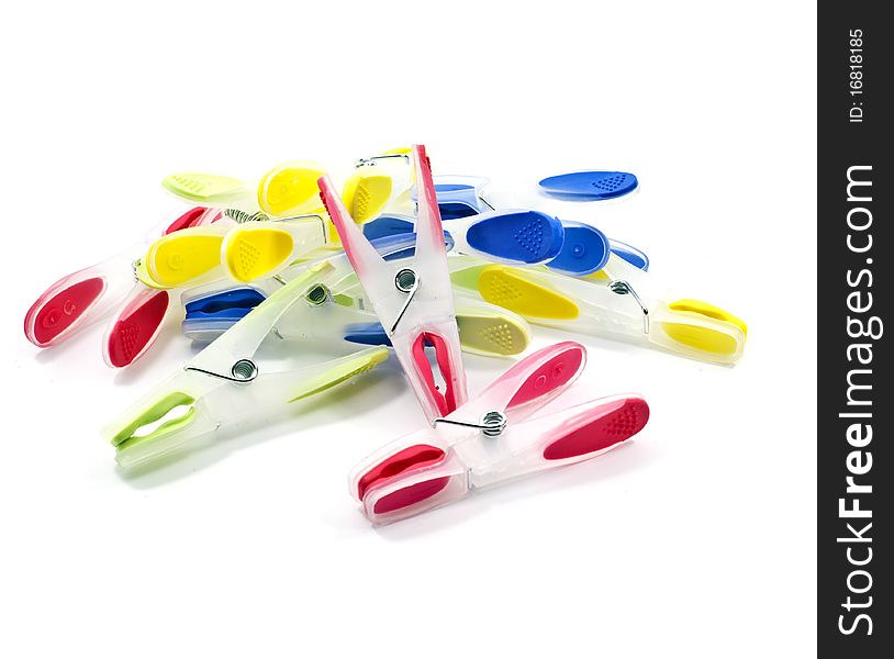 Tweezers colored plastic on white background. Tweezers colored plastic on white background