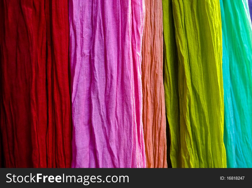 Colorful Material At A Paris Market