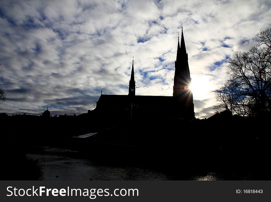 Uppsala Cathedral, Beautiful autumn afternoon at Uppsala River side Sweden. Uppsala Cathedral, Beautiful autumn afternoon at Uppsala River side Sweden