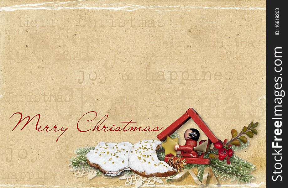 Vintage invitation for holiday with cookies