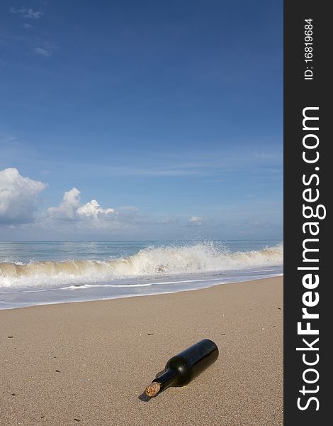 A Bottle On  Beach