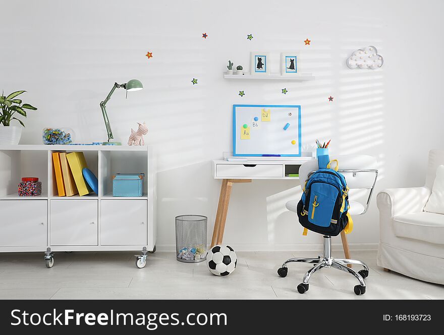 Modern child room interior with stylish furniture. Modern child room interior with stylish furniture